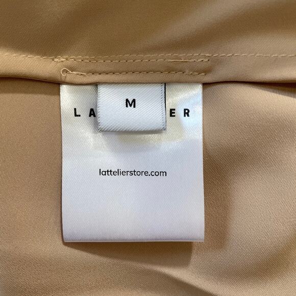 Lattelier Gorgeous Slip Cami Midi Dress, Nude poly Satin, Size Medium, NWOT - Picture 5 of 6
